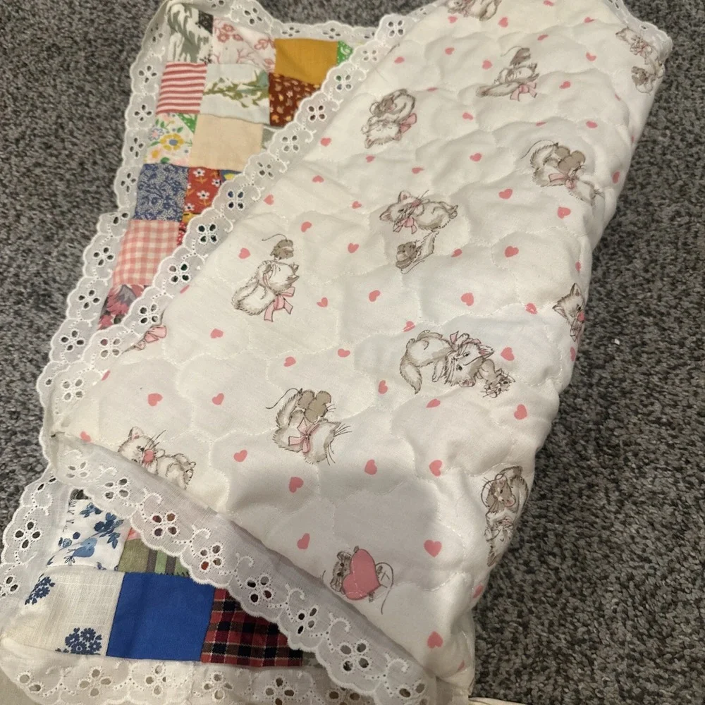 Vintage Patchwork Quilt For Toddler Bed With Patchwork Pillowcase‎